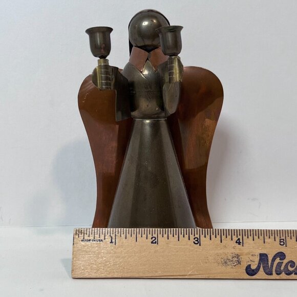 Brass and Copper Angel Candle Holder 6" Christian VTG 70's Taper Candlestick - Picture 13 of 13